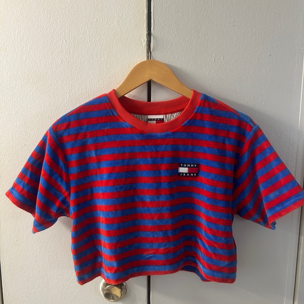 Tommy Jean - Red and Blue Striped Crop Top
